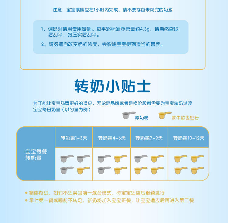 蒙牛欧世白金佳智较大婴儿配方奶粉6-12个月 2段900g罐装