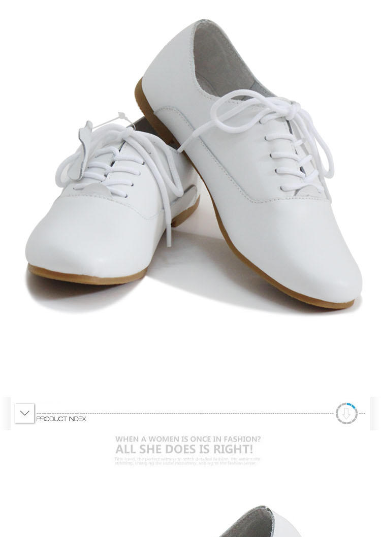 2016夏季新款真皮牛筋学院风白色皮鞋平底女鞋系带韩版学生单鞋子