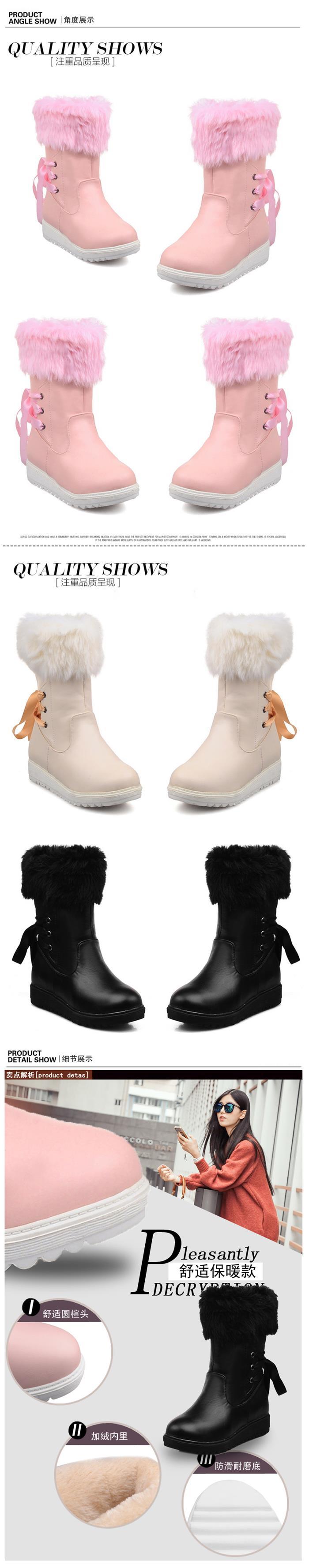 冬季新款毛毛边圆头 靴子平跟短筒雪地靴防滑底保暖休闲百搭