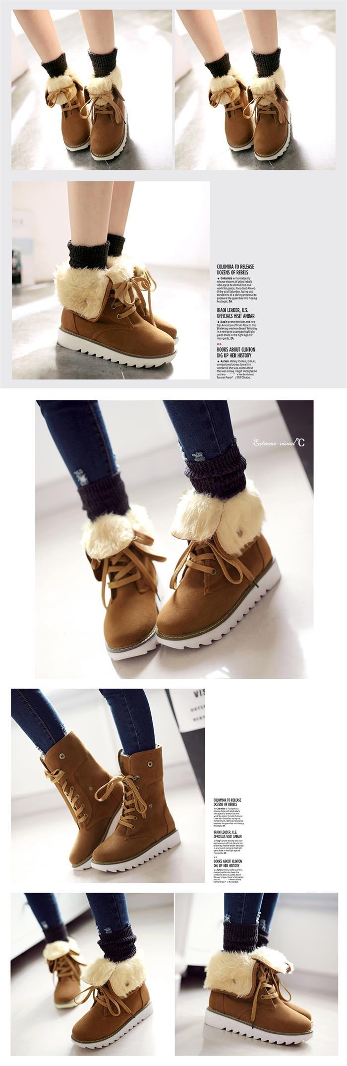 韩版流苏雪地靴平底豆豆鞋短靴女鞋冬季女加绒棉鞋毛毛保暖面包鞋