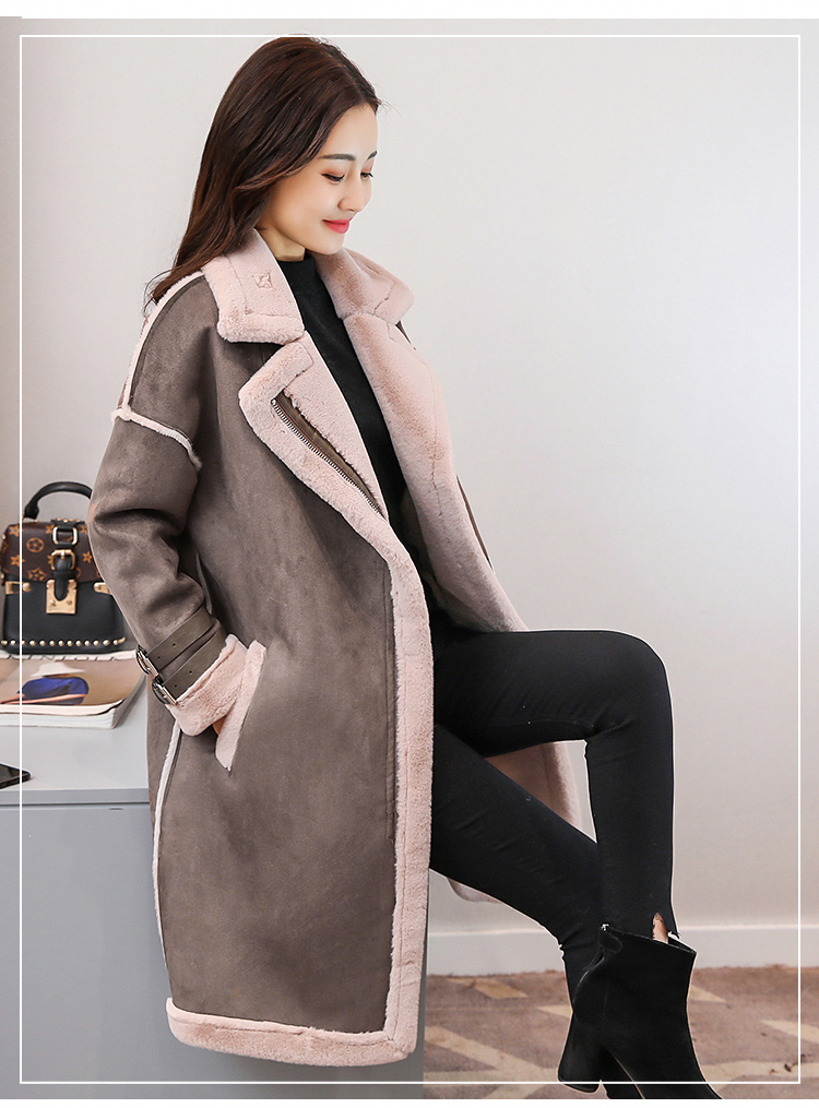 西装领毛呢外套2017年冬季长袖中长款时尚气质优雅韩版纯色