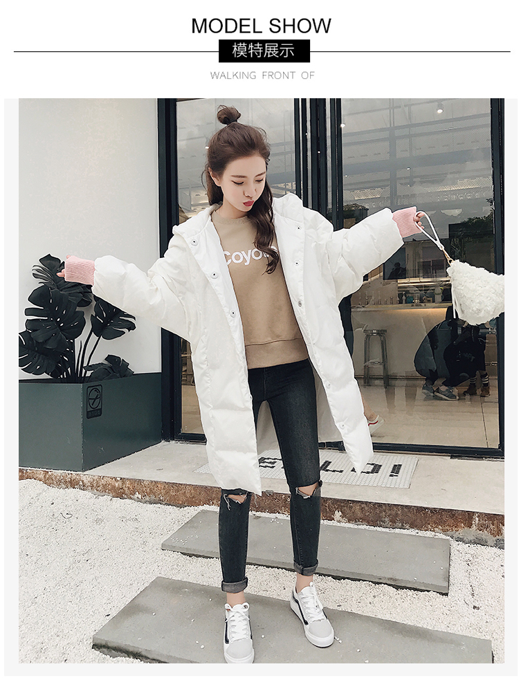 羽绒棉服2017韩版女装宽松可爱小熊耳朵拼接女生棉衣加厚外套白色棉袄时尚潮