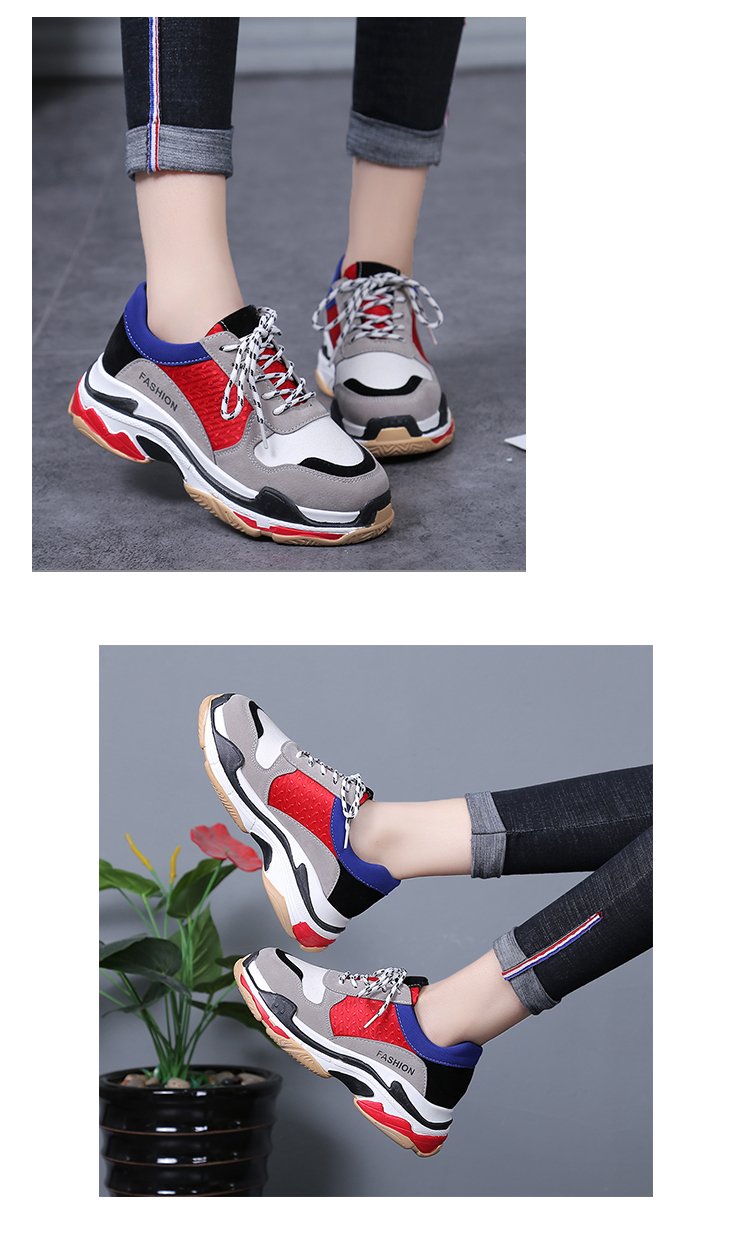 新款韩版圆头平底厚底低帮系带休闲运动鞋时尚百搭女鞋