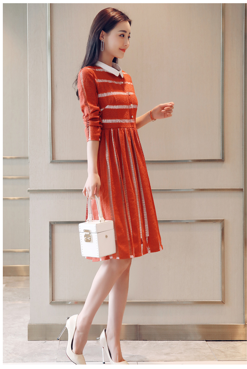 连衣裙唯美纯色韩版潮流简约修身显瘦长袖中长款2018年春季