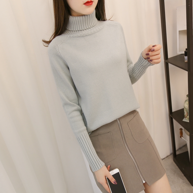 2017年冬季针织衫/毛衣中长款条纹气质优雅韩版修身时尚