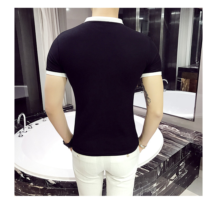 Polo衫棉2018年常规条纹潮青春流行短袖休闲修身型印花青少年