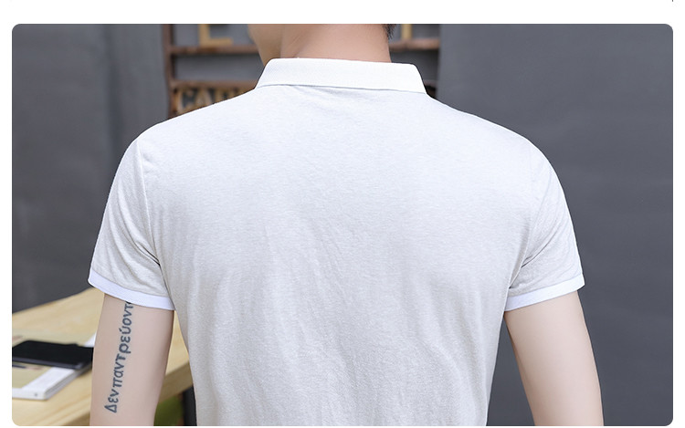 夏季潮流学院风半袖翻领有带领短袖羽毛T恤韩2018男装衬衫领衣服