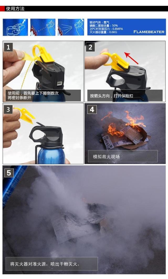 FlameFighte 车载灭火器 手提式干粉灭火器