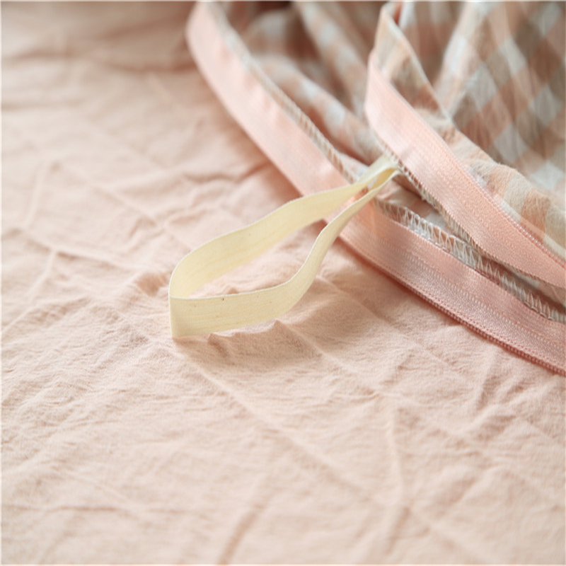 欧的家纺纯棉水洗棉小格系列时尚简约床单床笠床品四件套