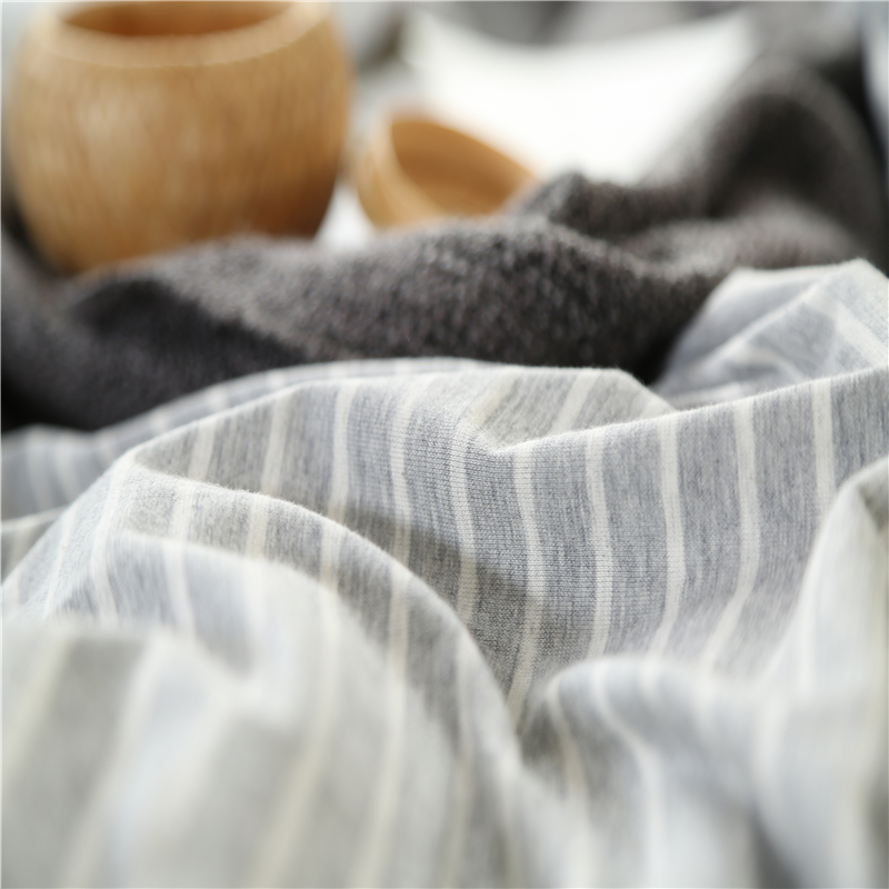 欧的家纺纯棉针织棉条纹个性全棉简约床品四件套1.5-1.8m