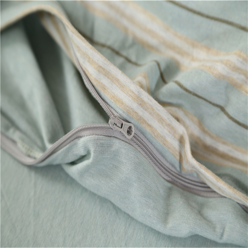 欧的家纺纯棉针织棉条纹个性全棉简约床品四件套1.5-1.8m