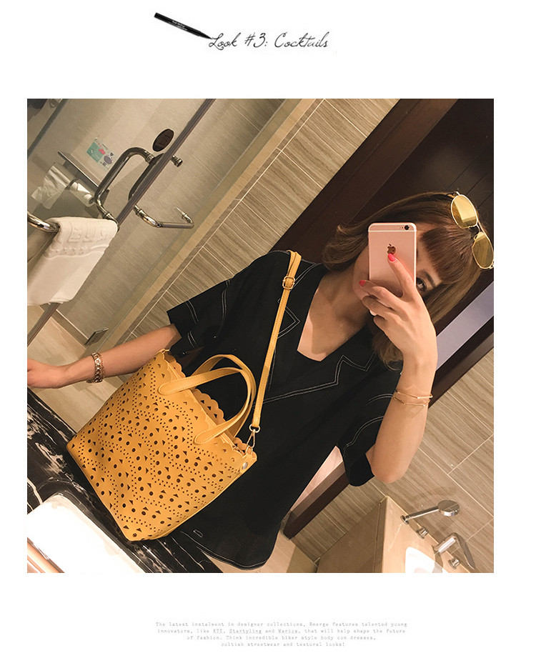 ¥39.00 2人付款 女包包2017新款时尚镂空子母包欧美范气质手提包百搭单肩斜挎背包