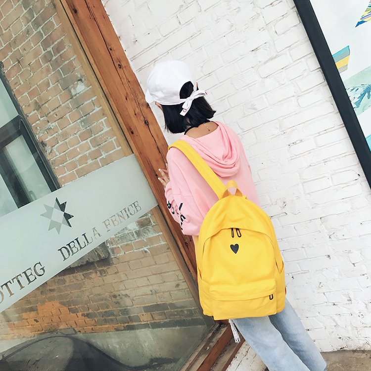 日系软妹可爱背包两件套包爱心大容量韩版中学生男女书包双肩包潮