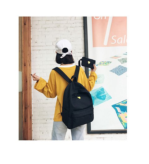 日系软妹可爱背包两件套包爱心大容量韩版中学生男女书包双肩包潮