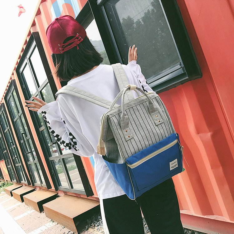 新款韩版双肩包女大容量旅行背包百搭学院风男初中学生书包潮帆布