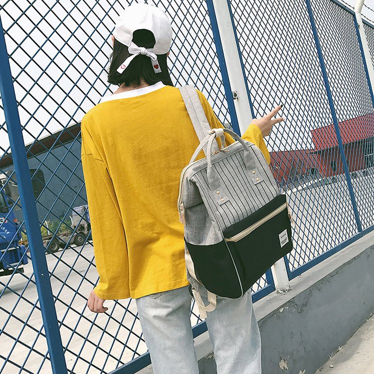 新款韩版双肩包女大容量旅行背包百搭学院风男初中学生书包潮帆布