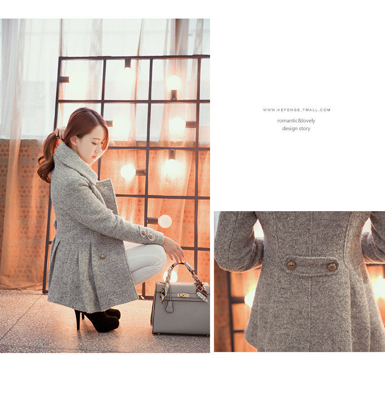 韩版中长款羊毛呢子大衣2017秋冬装女装修身小香风外套