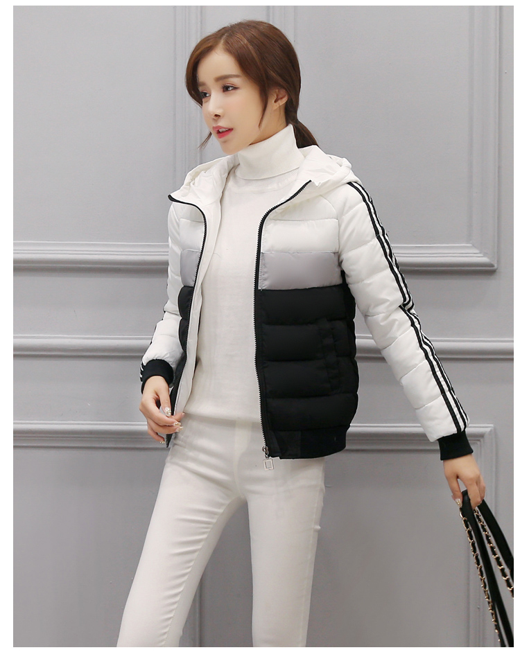 2017新款韩版显瘦学生短款棉服羽绒服女修身拼色加厚运动棉袄外套