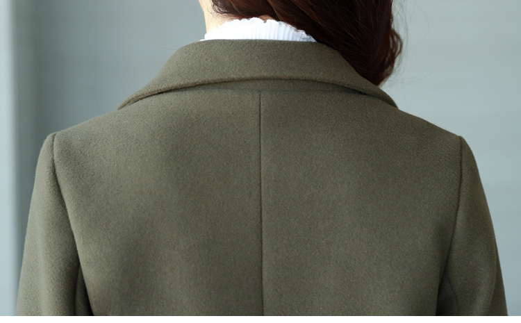 2017年冬季毛呢外套纯色立领长袖中长款修身涤纶时尚韩版气质