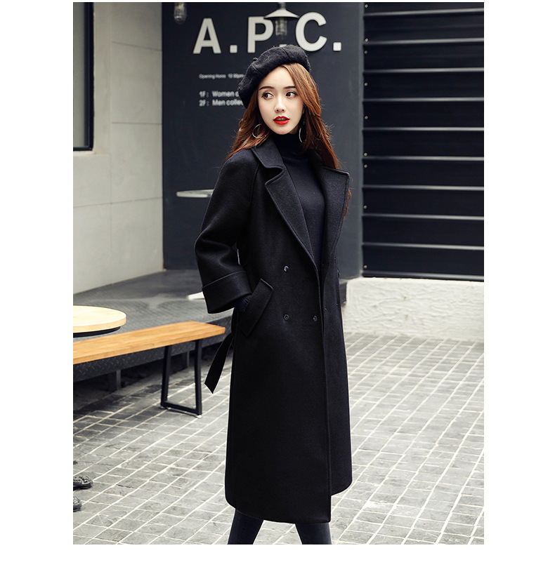 毛呢外套时尚纯色西装领百搭韩版潮流简约街头2016年冬季
