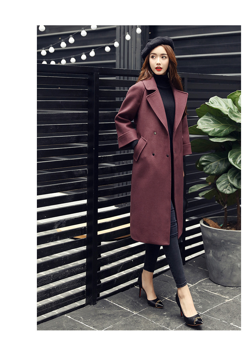 毛呢外套时尚纯色西装领百搭韩版潮流简约街头2016年冬季