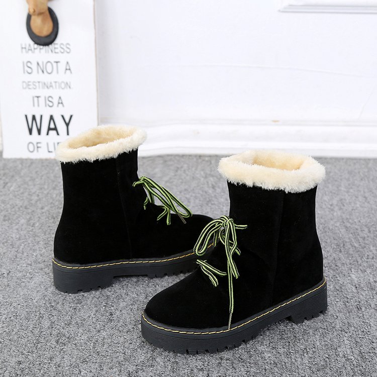 棉鞋冬季新款女式马丁靴加绒棉靴保暖短靴子韩版平跟中学生雪地靴
