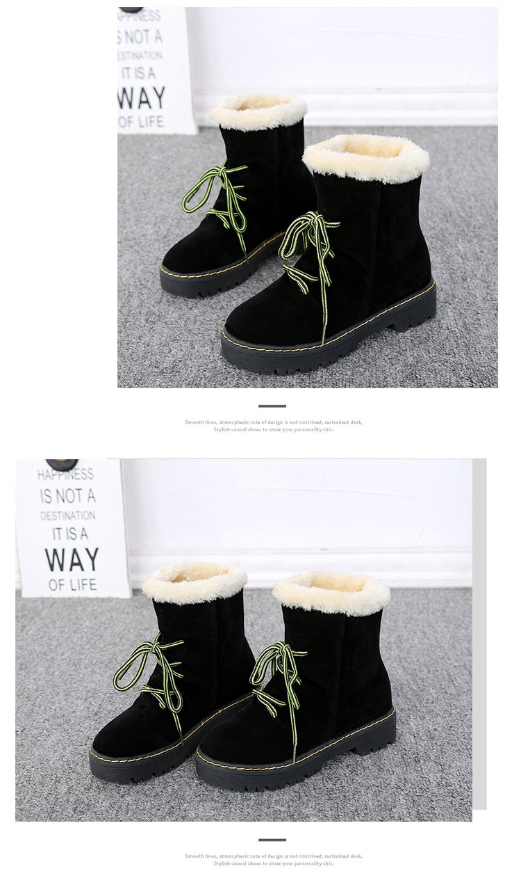 棉鞋冬季新款女式马丁靴加绒棉靴保暖短靴子韩版平跟中学生雪地靴