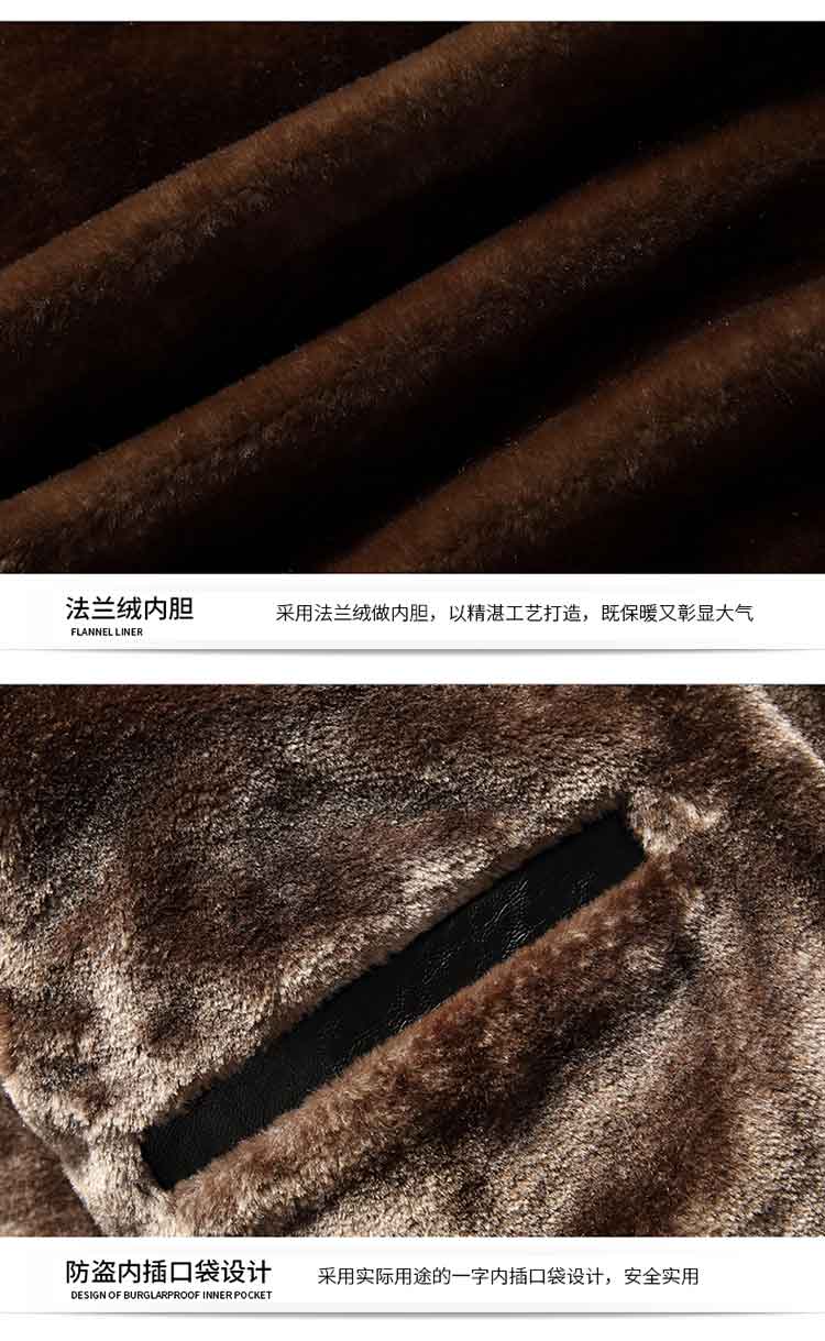 中年修身型休闲冬季商务休闲单排扣立领皮衣仿皮皮衣