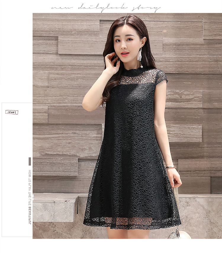 短袖圆领高腰A型纯色宽松时尚韩版2018年夏季连衣裙