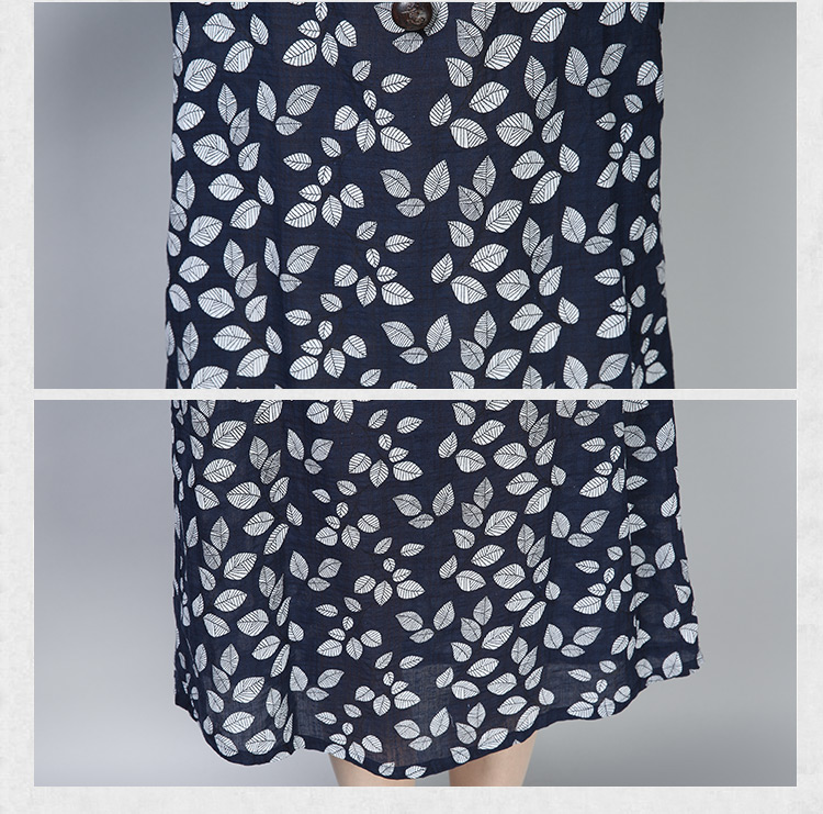 印花图案休闲显瘦修身气质优雅2018年夏季短袖中长款连衣裙圆