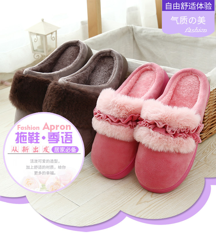 冬季韩版棉拖鞋女室内保暖居家毛绒拖鞋防滑平底情侣棉拖鞋