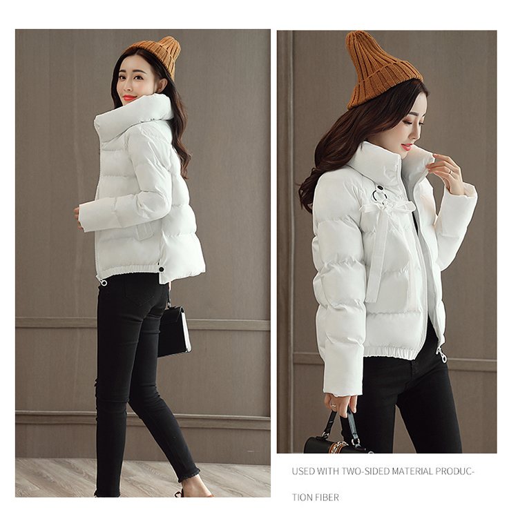 2017年冬季新款修身短款棉衣女韩版立领不规则加厚保暖棉服外套潮