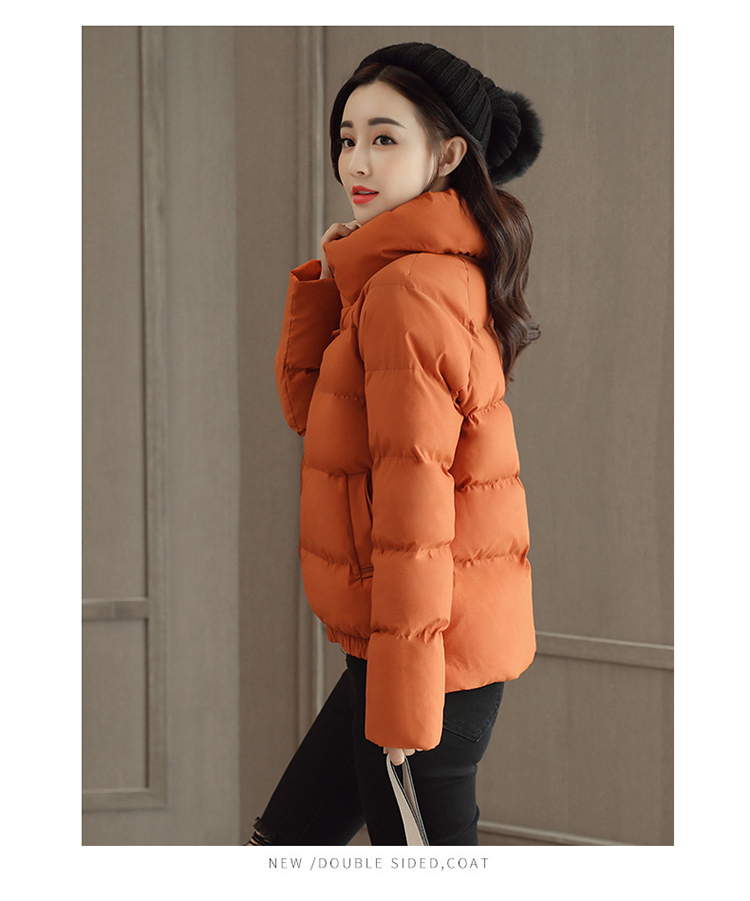 2017年冬季新款修身短款棉衣女韩版立领不规则加厚保暖棉服外套潮