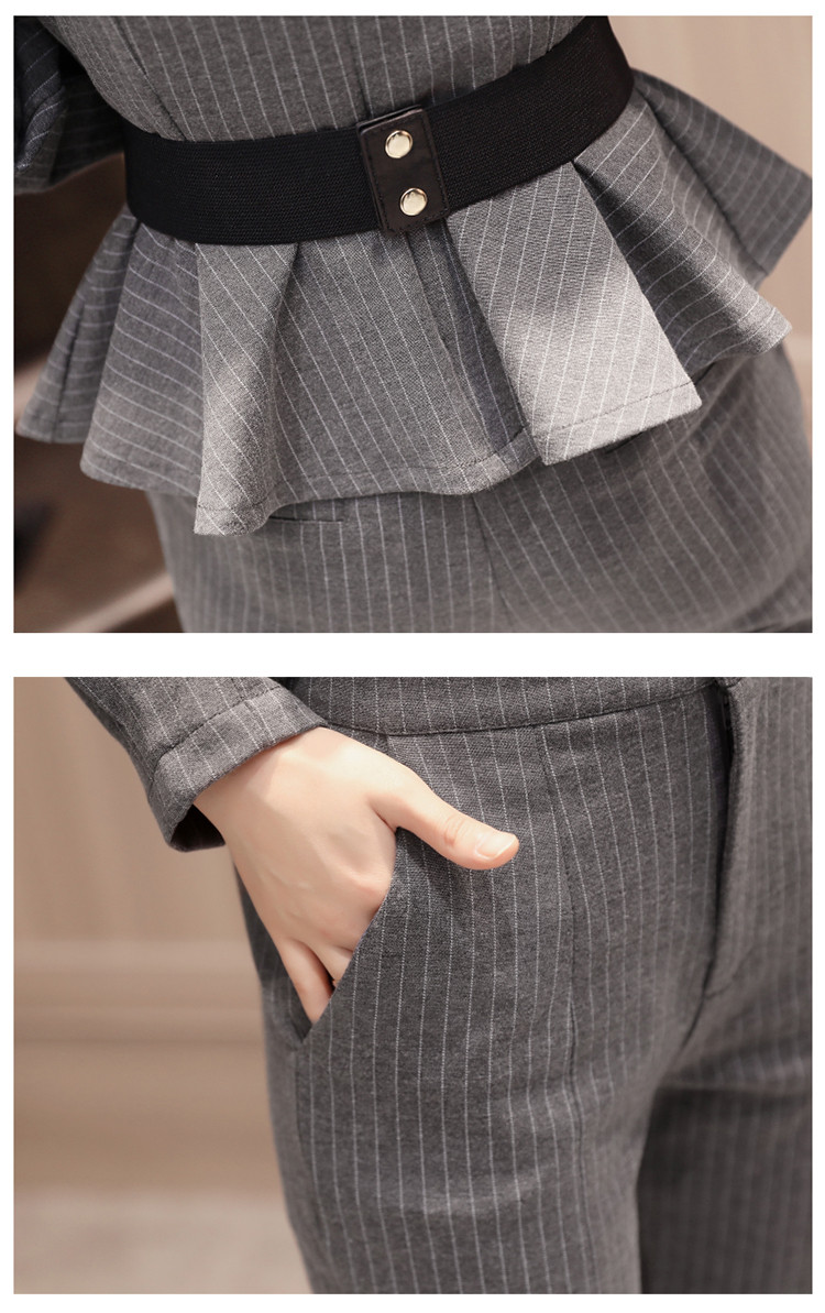 2017秋装新款名媛气质韩版修身喇叭裤两件套职业装时尚套装女装潮