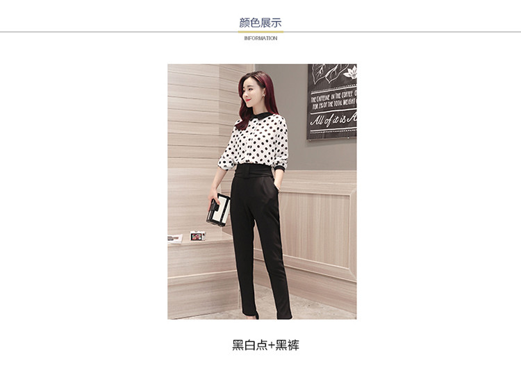 两件套女 2017新款韩版时尚显瘦长袖上衣T恤铅笔休闲长裤职业套装