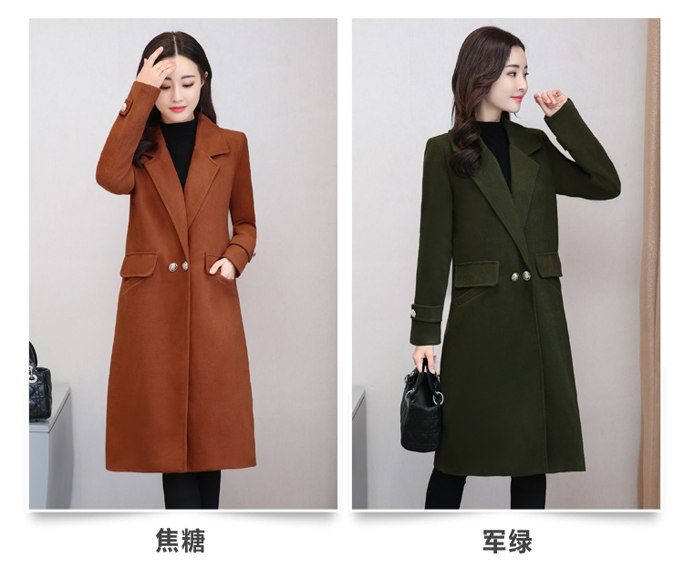 2017秋冬新款时尚韩版女装毛呢外套显瘦修身中长款长袖呢子大衣女