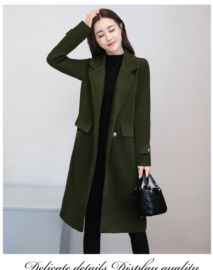 2017秋冬新款时尚韩版女装毛呢外套显瘦修身中长款长袖呢子大衣女