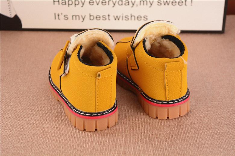  冬季儿童棉鞋1-3岁2软底男童马丁靴加绒加厚宝宝短靴婴儿皮鞋加棉