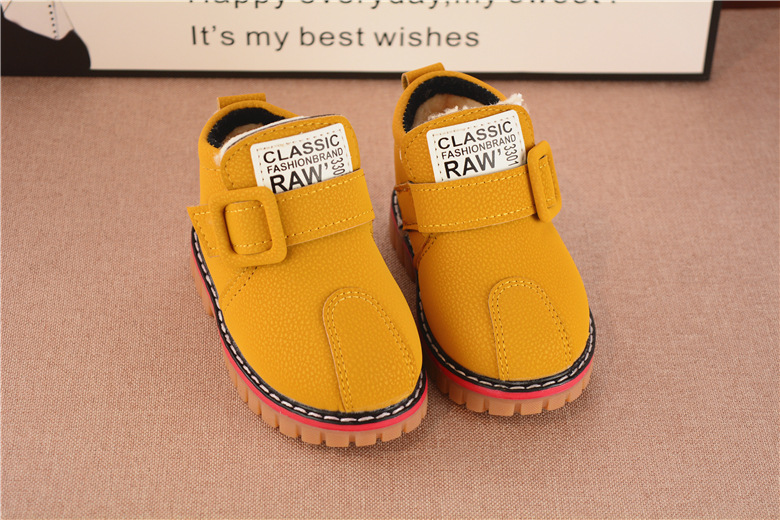  冬季儿童棉鞋1-3岁2软底男童马丁靴加绒加厚宝宝短靴婴儿皮鞋加棉