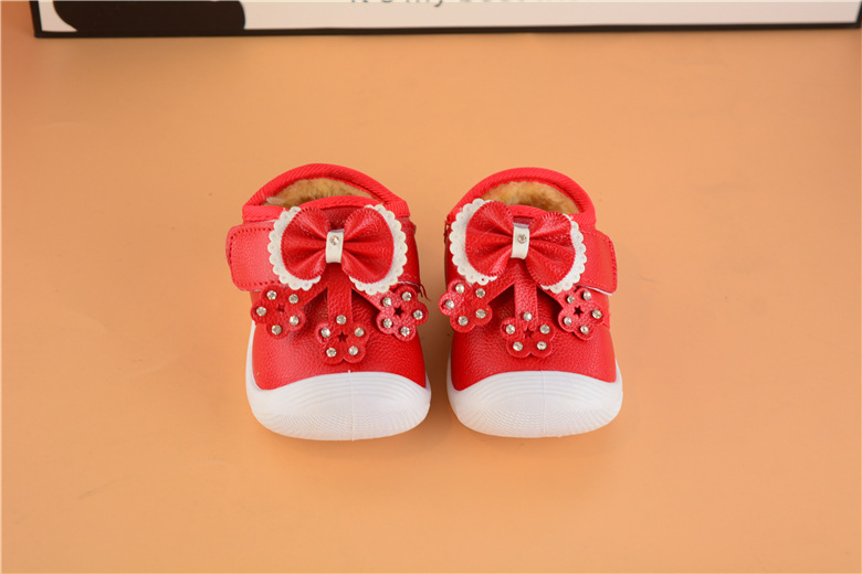 2017新款宝宝棉鞋加绒 婴儿软底0-1-2岁女童棉鞋婴儿棉鞋叫叫鞋