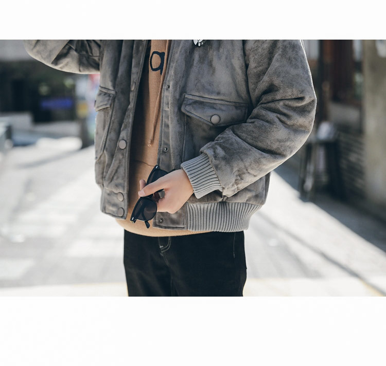 日系复古短款收口袖夹克罗纹底摆罗纹下摆青春流行2017年冬季长袖休闲