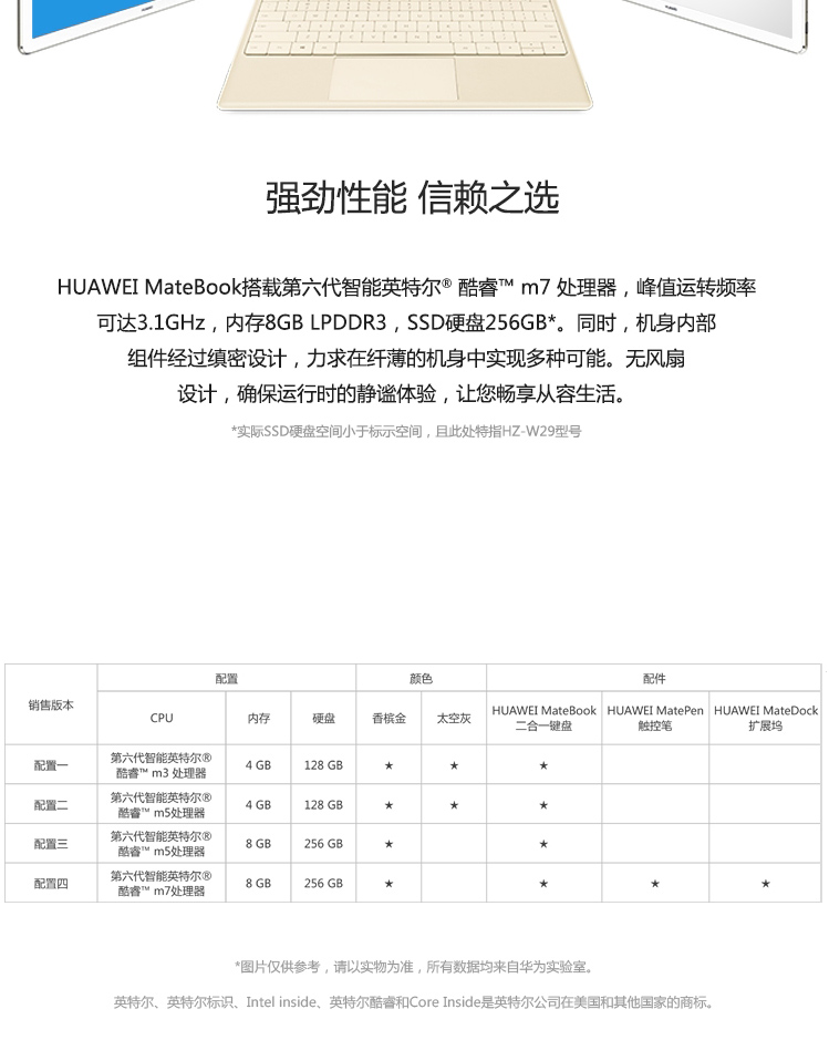 华为（HUAWEI）MateBook 12英寸平板二合一笔记本电脑