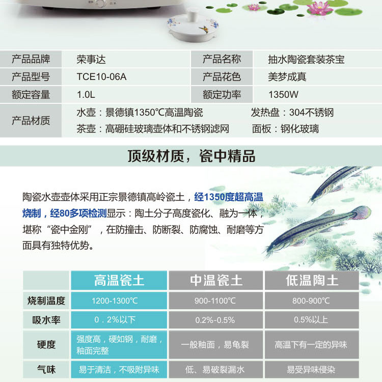 荣事达 TCE10-06A 抽水陶瓷套装茶宝