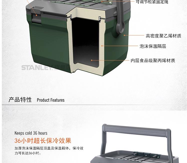 Stanley户外保温箱冷藏箱超大15L车载自驾小冰箱外卖便携钓鱼箱