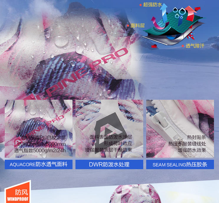 阿尔派妮Alpine Pro 2016秋冬新款儿童防水透气亲子滑雪服