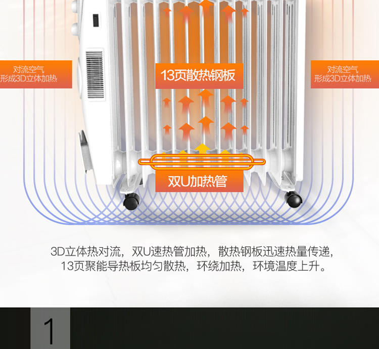 美的(Midea) NY2513-17EW 油汀 取暖器 电暖器 13片