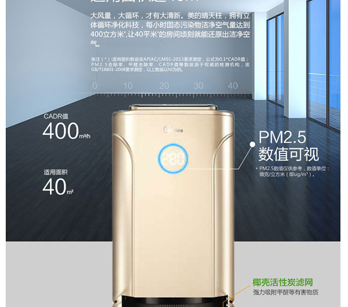 美的/MIDEA KJ400G-E31 除甲醛雾霾空气净化器