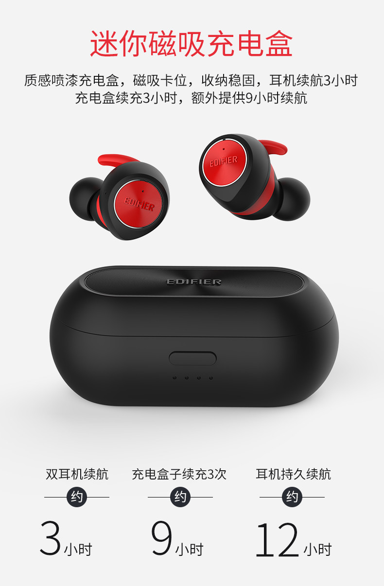 漫步者（EDIFIER）TWS3 真无线立体声耳机 True Wireless系列蓝牙耳机