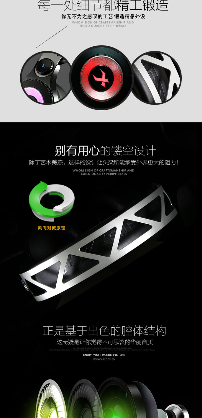 西伯利亚/xiberia  T18 电竞游戏耳机头戴式 USB接口  智能线控 七彩发光