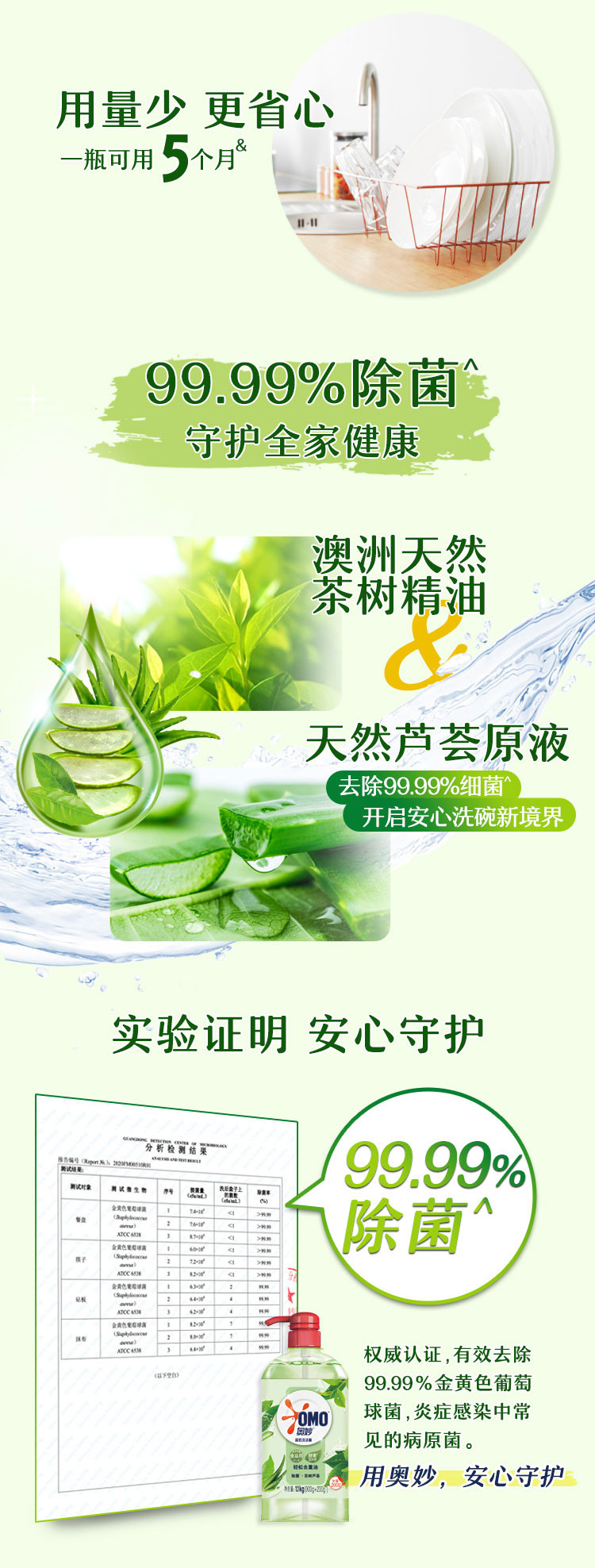 奥妙/OMO 洗洁精茶树除菌1.1KG*2瓶装